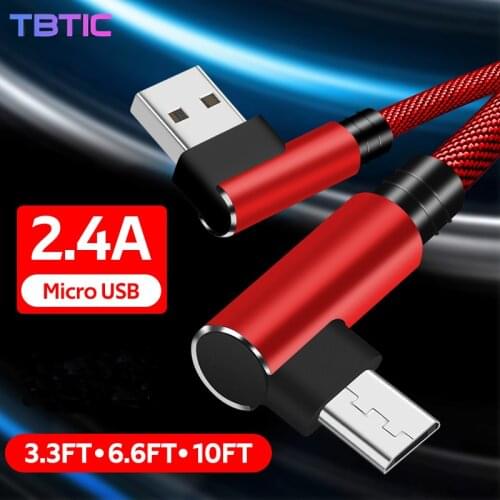 90 Degree 2.4A Micro usb cable Fast charging Data cable For Xiaomi Redmi 4X Samsung J7 Mobile Phone Microusb Charger