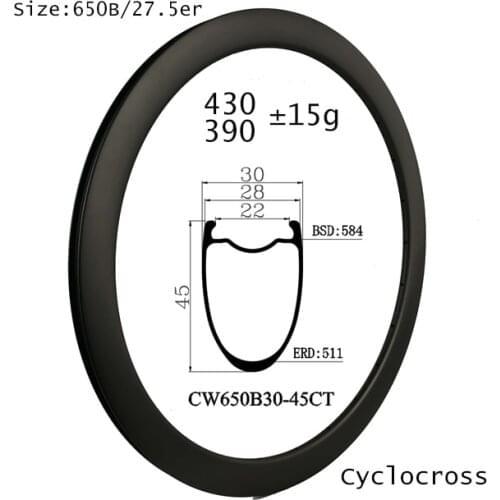 Carbon cycling wheels 27.5er 45mm depth 30mm wide clincher tubeless carbon rims Gravel/sandy/muddy bike disc brake no brake line
