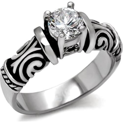 316l Stainless Steel ring for women Round CZ Jewellery High quality Classic Titanium rings