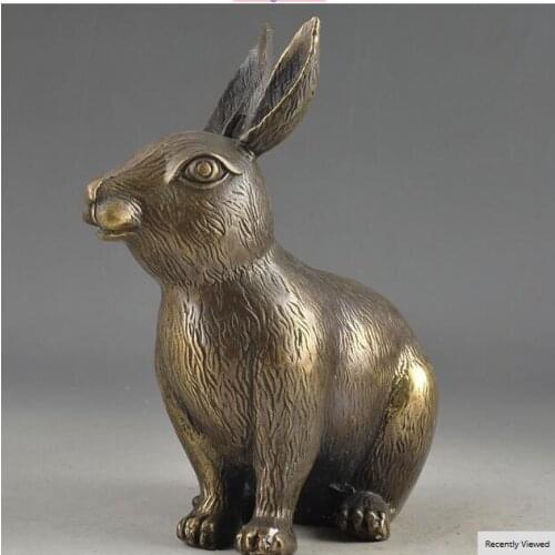 Collecting OLD copper Rare Chinese manual hammer lifelike ancient manual statue of rabbits decoration brass factory outlets