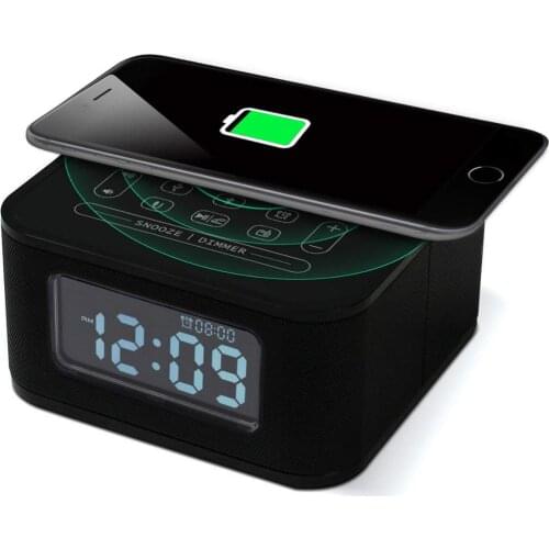 Homtime speakers FM radio portable Bluetooth speaker with USB wireless charging clock speakers portable system with microphone