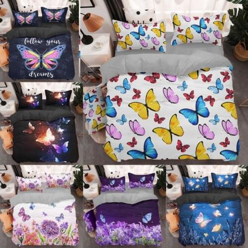 2/3pcs Adults Kids Bed Cover Set Butterfly Duvet Cover And Pillowcases Qualified Comforter Bedding Set Beautiful Black Bed Linen