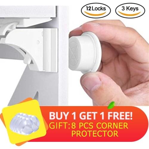 BUY 1 GET 1 FREE Magnetic Children Lock Baby Safety Baby Protection Cabinet Lock Kids Drawer Locker Security Invisible Locks