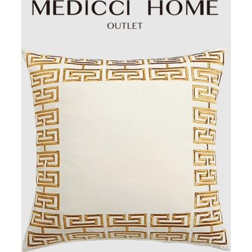 Medicci Home Villa Decorative Cushion Cover European Athena Lush Velvet Golden Embroidery Throw Pillow Cases Shams Dropshipping