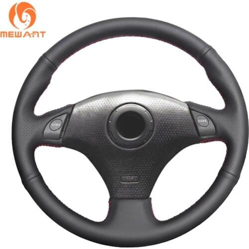 MEWANT Black Genuine Leather Car Steering Wheel Cover for Toyota RAV4 Celica MR2 MR-S Supra Caldina Lexus IS 200 300