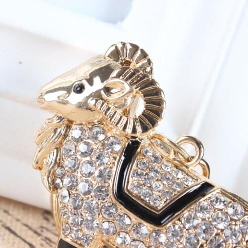 Fat Goat Sheep Cute Crystal Rhinestone Charm Pendant Purse Bag Car Key Ring Chain Creative Wedding Party Gift