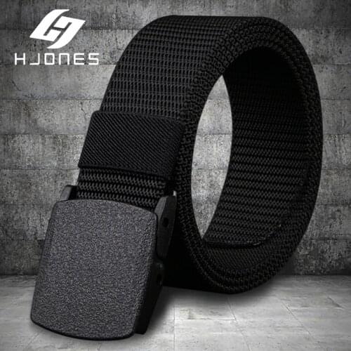 HJones Men Leather Belt Nylon Colorful Design Sport Buckle Cowskin Feel Comfortable for Classic Men High Quality BL03