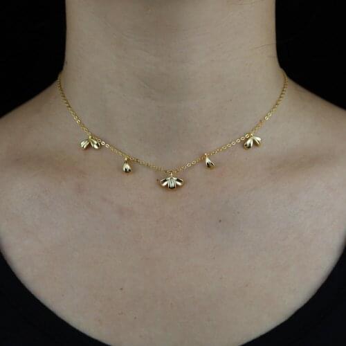 2021 New Fashion Choker Necklace Gold Color Leaf Charm Pendant Necklace for Women Clavicle Chain Short Jewelry Drop Ship