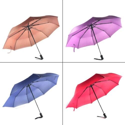 2017 New Arrive Gentles Ladies Fully-Automatic Aluminium fiberglass strong Frame Three Folding compact big rain & sun umbrella