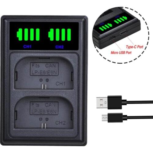 Batmax LP-E6 LP-E6N LPE6 New LED Dual Battery Charger for Canon 5D Mark II III 7D 60D EOS 6D 70D 80D