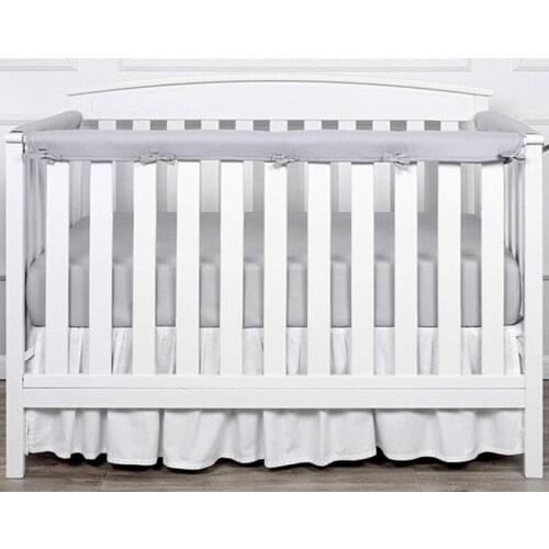 Ins new cotton baby bed protective edging baby anti biting solid color bed fence anti collision strip three piece set