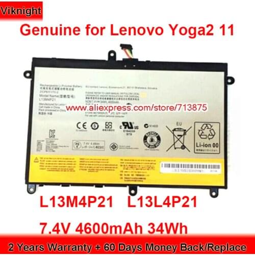 Genuine L13M4P21 Battery L13L4P21 for Lenovo Ideapad Yoga 2 11 20332 20424 7.4V 4600mAh 34Wh
