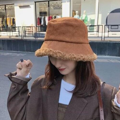 Women Winter Bucket Hat Panama Big Wide Visor Vintage Warm Flat Hat Lady Cap Ear Protector Fisherman Outdoor Sunscreen Sun Hat