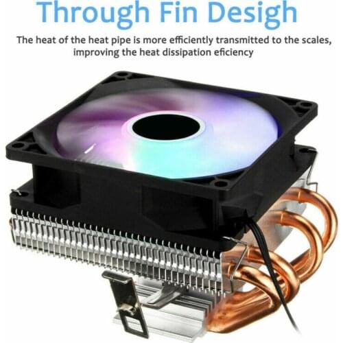 Pohiks 1pc Durable CPU Cooler Heatsink Colorful RGB LED Super Mute Cooling Fan Radiator Fan For Intel LGA 1155 1366 AMD