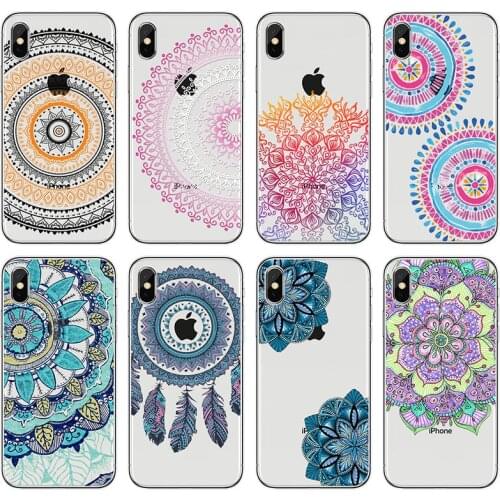 Transparent Case NEW Phone Case For iPhone 6 6S 7 8 Plus X 5 5S Floral Paisley Flower Mandala Henna Silicone Soft Cover