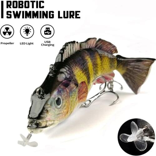 Robotic Swimming Lures 130mm 4 Segements Swimbait 35/54g Fishing Auto Electric Wobblers USB Recahrgeable LED Light For Bass Pike