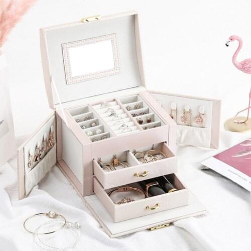 Jewelry Packaging Box Casket Box For Jewelry Exquisite Makeup Case Jewelry Organizer Container Boxes Graduation Birthday Gift