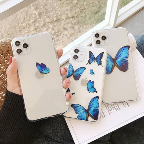 For iPhone 11 Pro Max XS Max XR X 8 7 6 6s Case Butterfly Case Candy Color For iPhone 5 5s SE Soft Silicone Cover