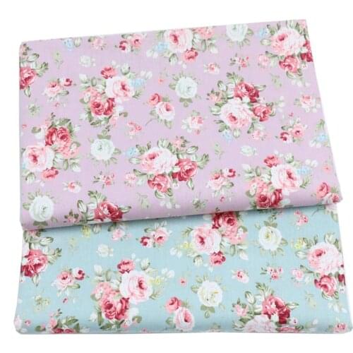 Syunss Pink Blue Peony Floral Printed Cotton Fabric DIY Tissue Patchwork Telas Sewing Baby Toy Bedding Quilting Tecido The Cloth