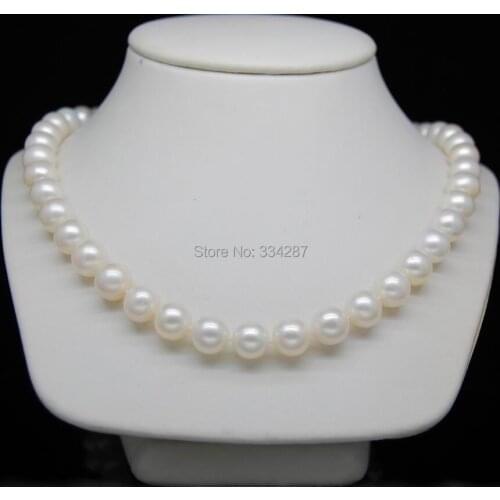 Fine AAA+ 7-8mm white pearl necklaces Tibetan silver 24"Long