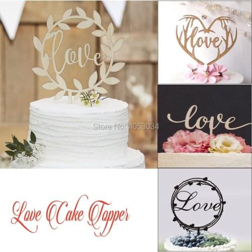 Love Wedding Cake Topper, Wooden Cake Decorations, Script Cake Topper,for Engagement Party, 20style love