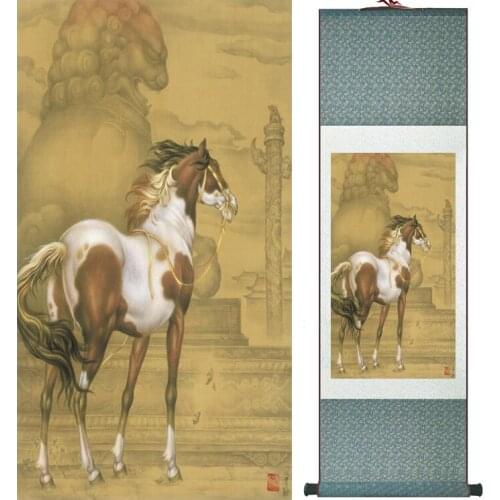 Traditional Chinese art painting Horse art painting Silk scroll art painting Horse painting 042003