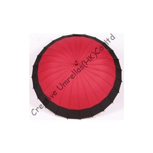Assorted colour choice,24 ribs wooden umbrellas,14mm wooden shaft and fluted metal long ribs,business parasol