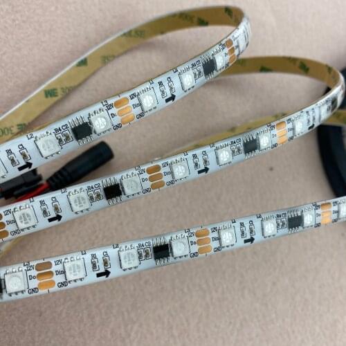 WS2811 IC;DC12V;5050 LED;60leds/m;20pixels/m;WHITE PCB;72W/5m/roll;IP65;waterproof in silicon coating;led digital strip