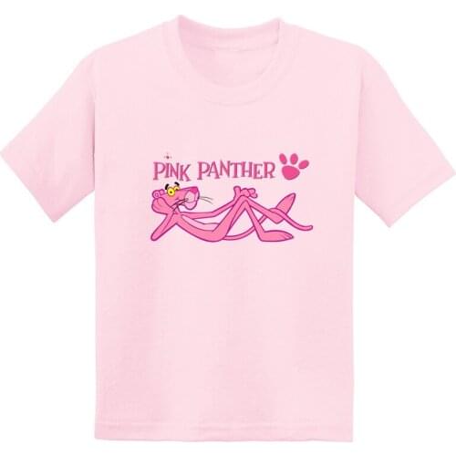 Pink Panther Cartoon Funny Girls T Shirt Cute Kids Clothes Baby Summer Fashion Casual Tees Cotton Short Sleeve Children T-Shirt
