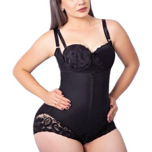 WomenS Lace Charming Curves Bodysuit With Zipper Tummy Control High Waist Trainer Bodyshaper