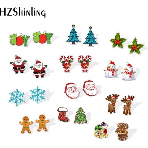 2019 New Christmas presents Resin Earrings Santa Boot Snowman Candy Acrylic Earrings Epoxy Stud Earring