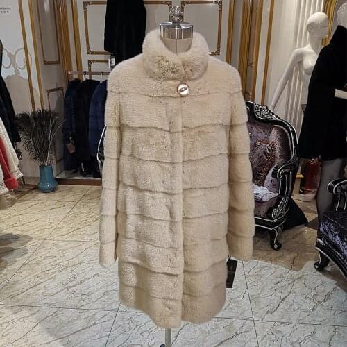 2020 Fashion Women mink coat short leather mink fur coat creamy white fur coat Slim real fur coat WINTER PALACE 1021L90