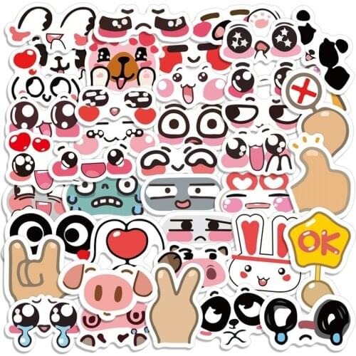 40PCS Cute Facial Expression Stickers Crafts and Scrapbooking Stickers Book Student Label Decorative Sticker DIY Stationery Gift