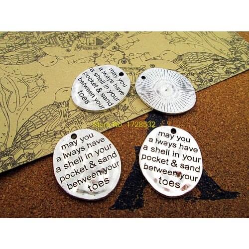 40pcs-- May you have a shell in your pocket ..." Charms Antique Tibetan silver Beach Charms pendant 30mm x 26mm