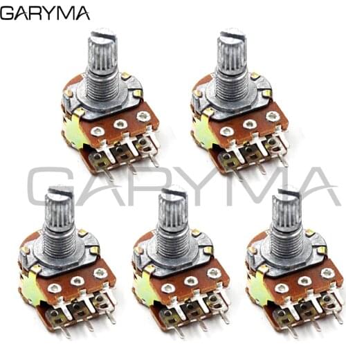 5pcs WH148 1K 2K 5K 10K 20K 50K 100K 500K 15mm 6Pin Linear Shaft Amplifier Dual Stereo Potentiometer