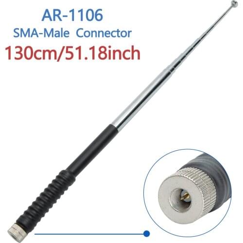 Abbree AR-1106 23cm/130cm Telescopic SMA-Male VHF Antenna for Yaesu VX-6R TYT TH-UV8000D MD-380 Wouxun 8D 9D Walkie Talkie