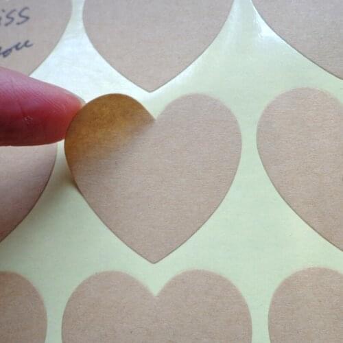 Free Shipping 500Pcs/Lot 3.5*3.6cm Blank Kraft Heart Design Sticker Label Party Gift Seal Stickers Handmade Product Wedding Seal