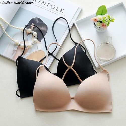 Deep V Bralette Wire Free Thin Underwear Push Up Bra Female Brassiere Sexy Lingerie Beauty Back French Style Underwear