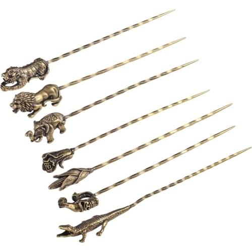 Retro Pure Copper Engraving Carved Cigar Needle Cigar Knife Drill Accessories Hairpin Gifts