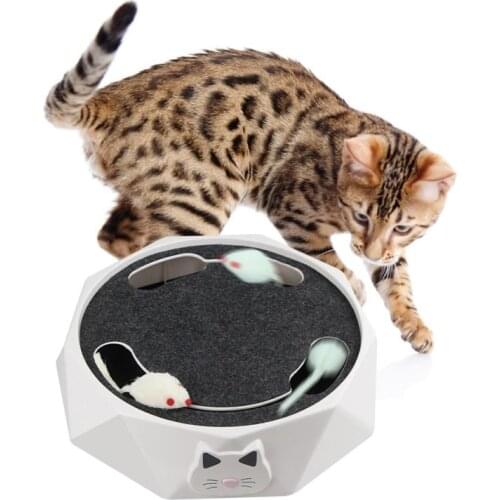 Interactive Cat Game Toy Gopher Electric Tickle Tease Cats Disc Track With False Fur Mouse Toy For Cat Kitten Pet Smart Cat Toys