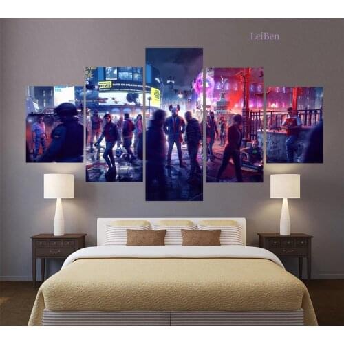 Five-Piece Canvas Painting Hd Game Video Picture Watch Dogs Legion Game Wall Art Posters and Prints Home Decoration Teen Room