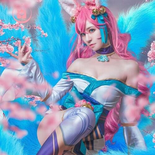 Spirit Blossom cos game LOL anime man woman cosplay High-quality jk uniform costume set Dress + belt + socks + bracelet