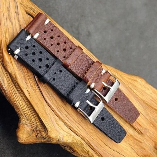 Onthelevel Leather Watchband 18mm 20mm 22mm Waterproof Sweatproof Watch Strap Porous Breathable Handmade Leather Watch strap