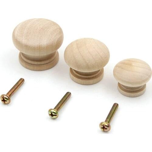 15PCS Round Drawer Knob Wooden Cabinet Knob Chic Wood Cabinet Handle Single Hole Beech Circular Knobs Exquisite Furnit
