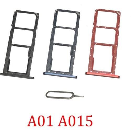 Phone SIM SD Card Trays For Samsung Galaxy A01 A015F A015G A015M A015 Original Phone SIM Chip Card Slot Holder Part With Pin
