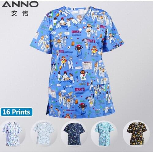 ANNO Hospital Staff Scrubs Top Nursing Uniform for Male Female Dental Clinic Supplies Nurse Women Uniforms Shirt