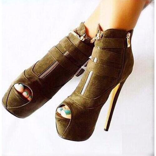 Minan Ser Novel fashion free postage brown matte leather, decorative buckle, 4,5 cm waterproof, 14.5 cm high-heeled shoes. Size