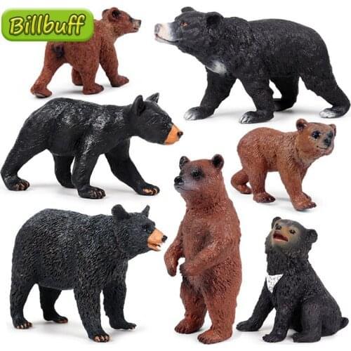 New Simulation Wild Animal Balck Bear Cub Model Action Figures Collection Miniature Cognition Educational Toys for children Gift