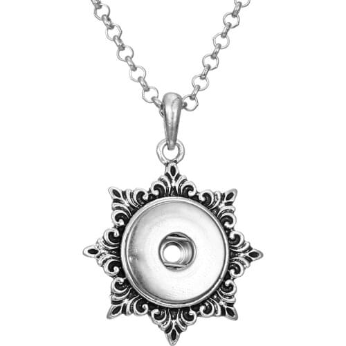 New Snap Jewelry The Bloomer Snap Buttons Necklaces Link Chain With Retro Pendant Fit 18MM Snap Buttons Jewlery