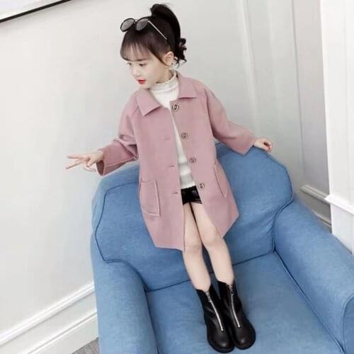 NEW Girl Autumn Winter Casual Girls Coats 2 Colors Outerwear Baby Girl Warm Woolen Jackets Coat ChIldren Clothing 3-12 Years